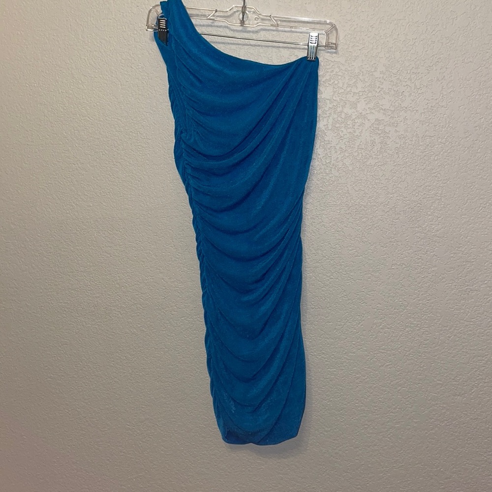 Off the shoulder blue dress